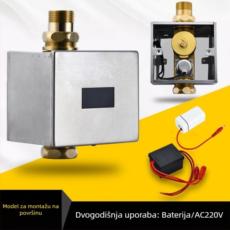 Automatski senzor za ispiranje WC-a s skrivenom i otvorenom instalacijom, ventil za ispiranje squat WC-a (Materijal: ABS + bakar; Napajanje: izravna struja; Model: SJ518052021233)