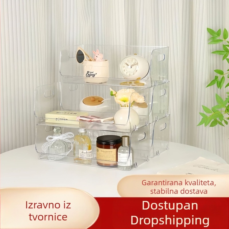Prozirna kutija za skladištenje kozmetike, višeslojni organizator za kupaonicu i kuhinju, stolni organizator za šminku