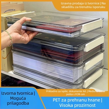 PET plastična kutija za pohranu uredskih potrepština, s poklopcem, može se slagati, kapacitet 1 L, prugasti uzorak