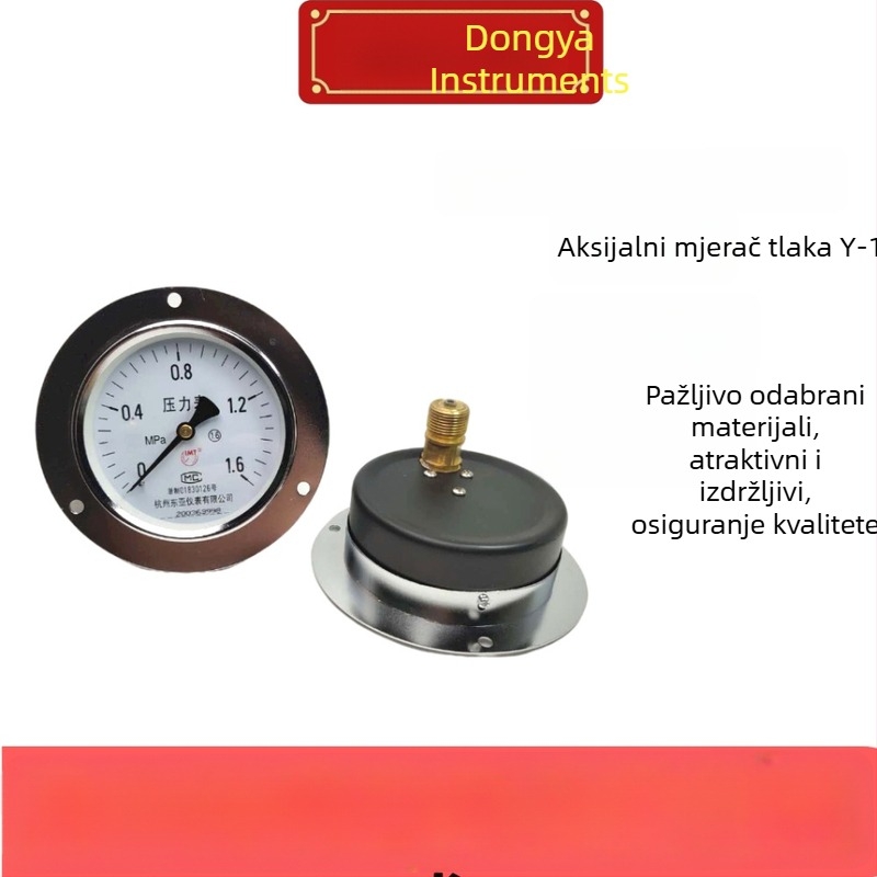 Y-100ZT Axijalni manometar s rubom – za zrak, ulje, vodu, vakuum i visok tlak