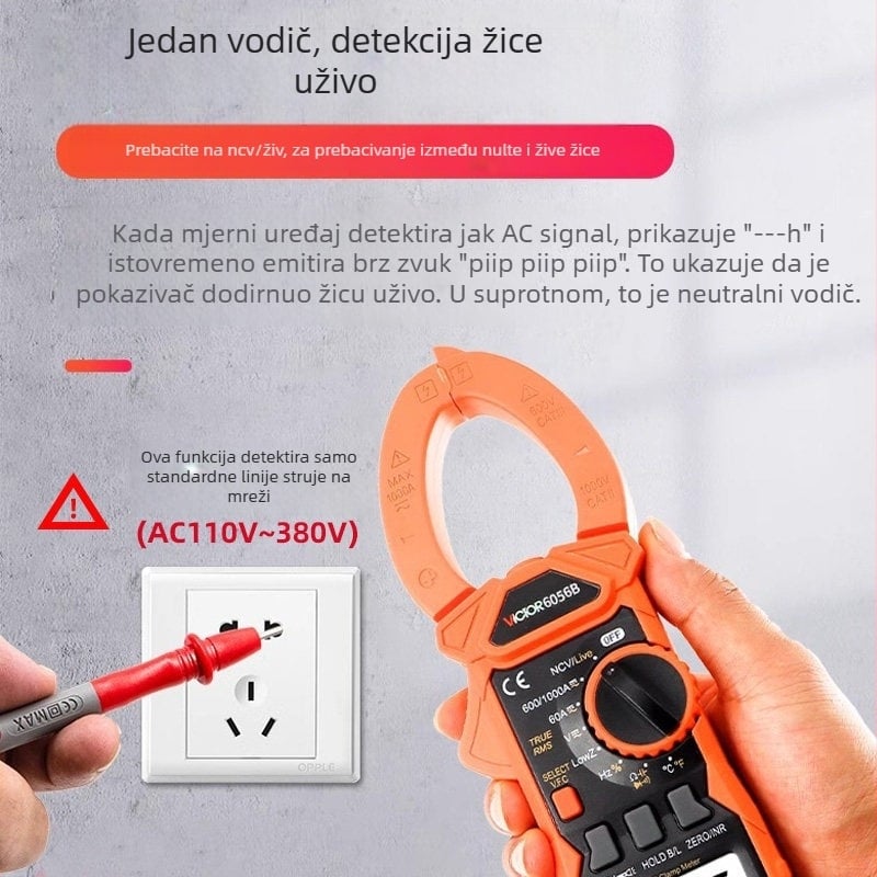 Victor VC6056D digitalni kliještni multimetar AC/DC, 600 A, 500 V, 400 Ω