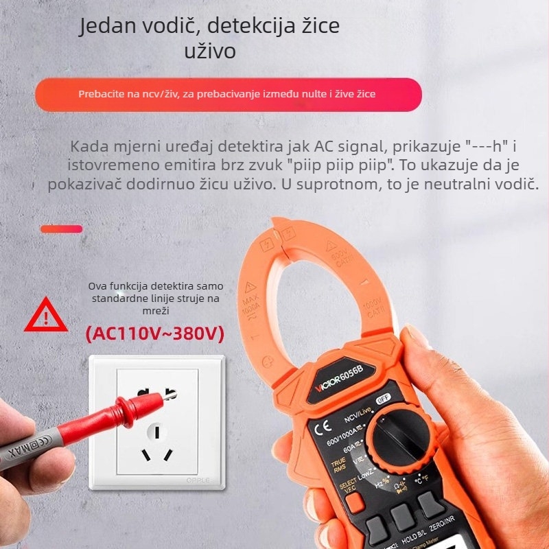 Victor VC6056D digitalni kliještni multimetar AC/DC, 600 A, 500 V, 400 Ω