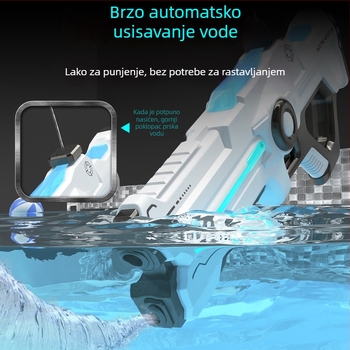 Električni vodeni pištolj za djecu s automatskim usisavanjem vode, punjenjem i ispaljivanjem, plastična konstrukcija, za djecu 4-6 godina
