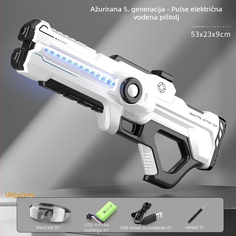 Električni vodeni pištolj za djecu s automatskim usisavanjem vode, punjenjem i ispaljivanjem, plastična konstrukcija, za djecu 4-6 godina