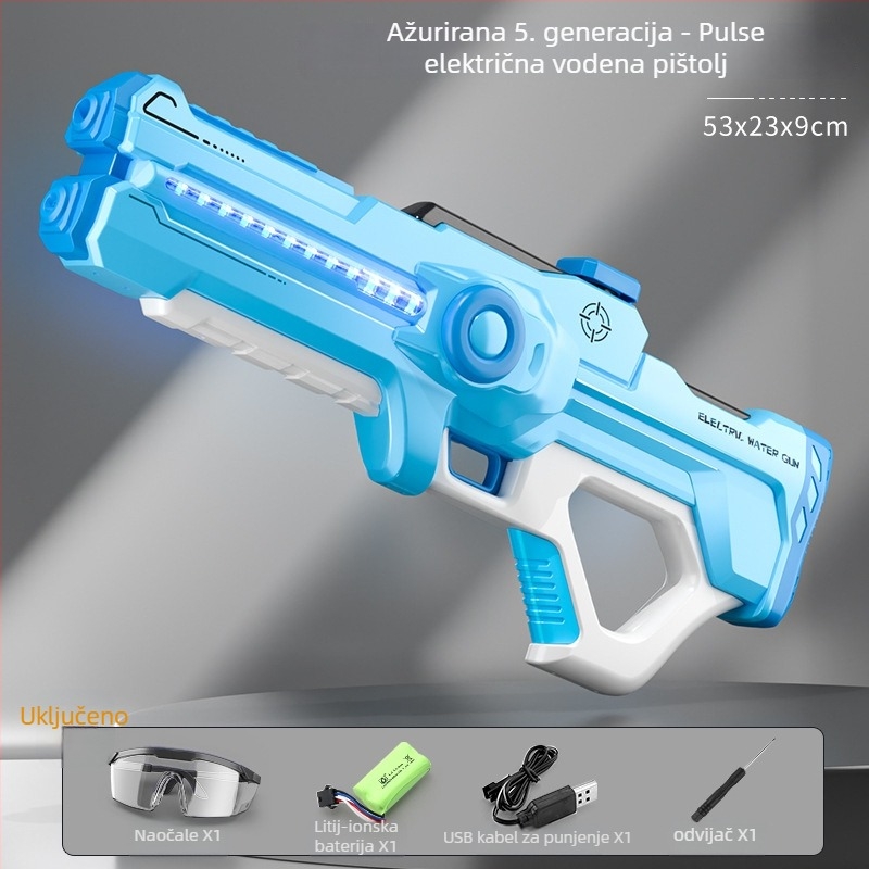 Električni vodeni pištolj za djecu s automatskim usisavanjem vode, punjenjem i ispaljivanjem, plastična konstrukcija, za djecu 4-6 godina