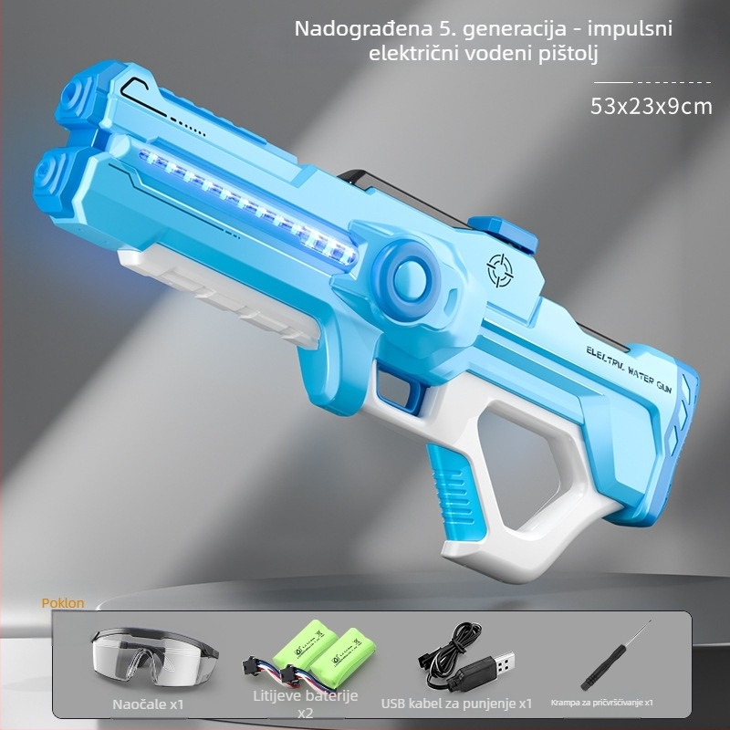Električni vodeni pištolj za djecu s automatskim usisavanjem vode, punjenjem i ispaljivanjem, plastična konstrukcija, za djecu 4-6 godina