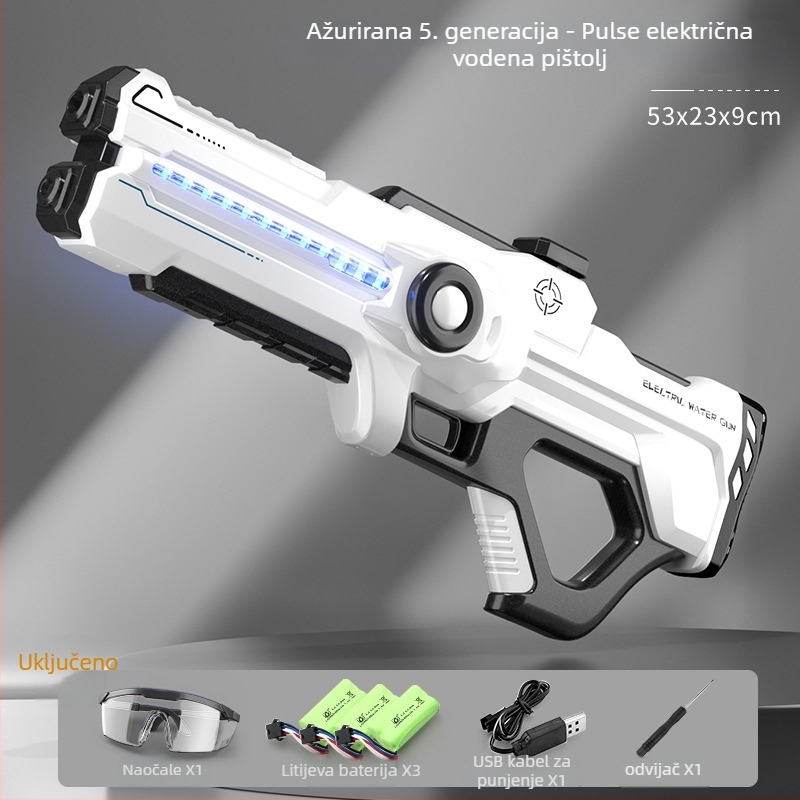 Električni vodeni pištolj za djecu s automatskim usisavanjem vode, punjenjem i ispaljivanjem, plastična konstrukcija, za djecu 4-6 godina