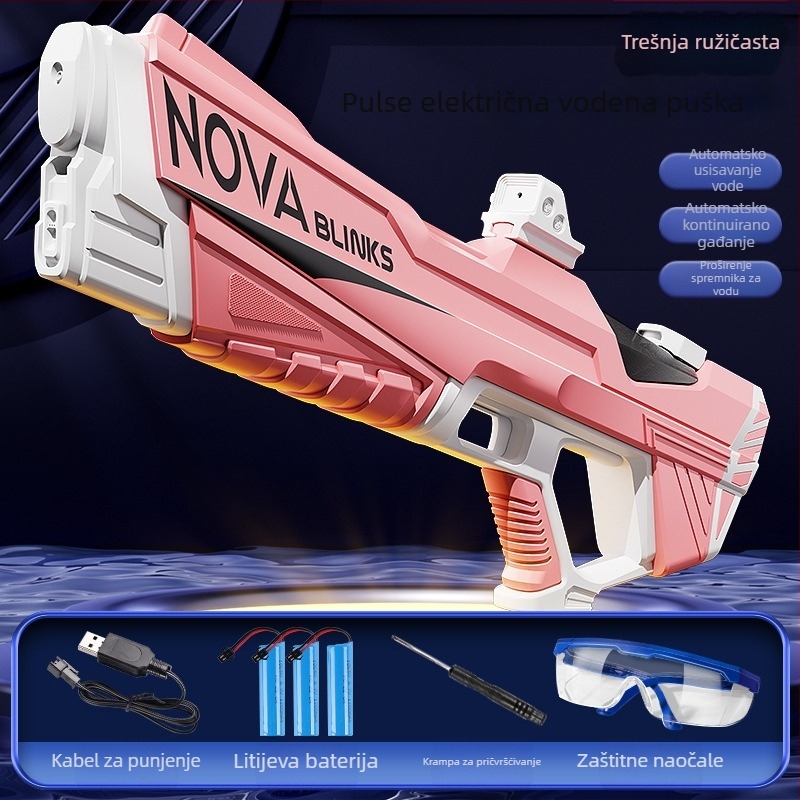 Električni vodeni pištolj za djecu s automatskim usisavanjem vode, punjenjem i ispaljivanjem, plastična konstrukcija, za djecu 4-6 godina