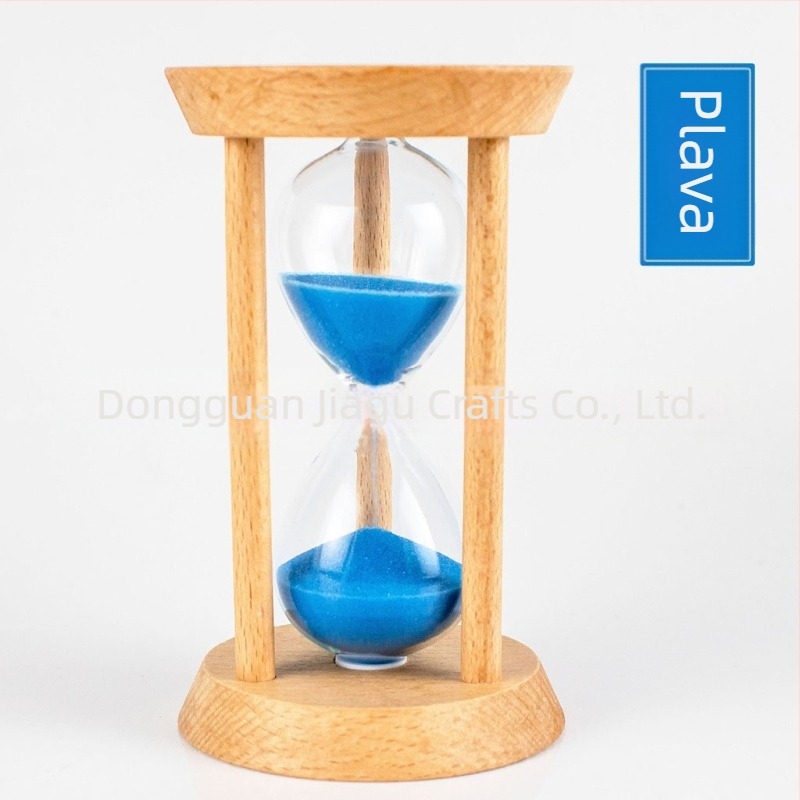 Drveni pješčani štoper s tri kolone, okrugli oblik, bukovo drvo, moderni umjetnički stil, polupriručni, polumehanički stolni ukras