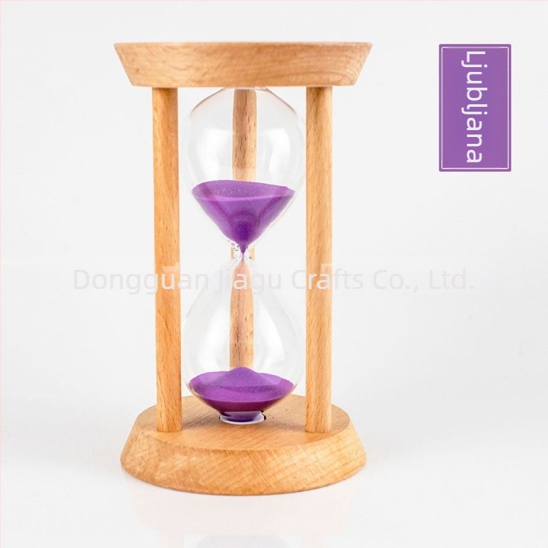 Drveni pješčani štoper s tri kolone, okrugli oblik, bukovo drvo, moderni umjetnički stil, polupriručni, polumehanički stolni ukras