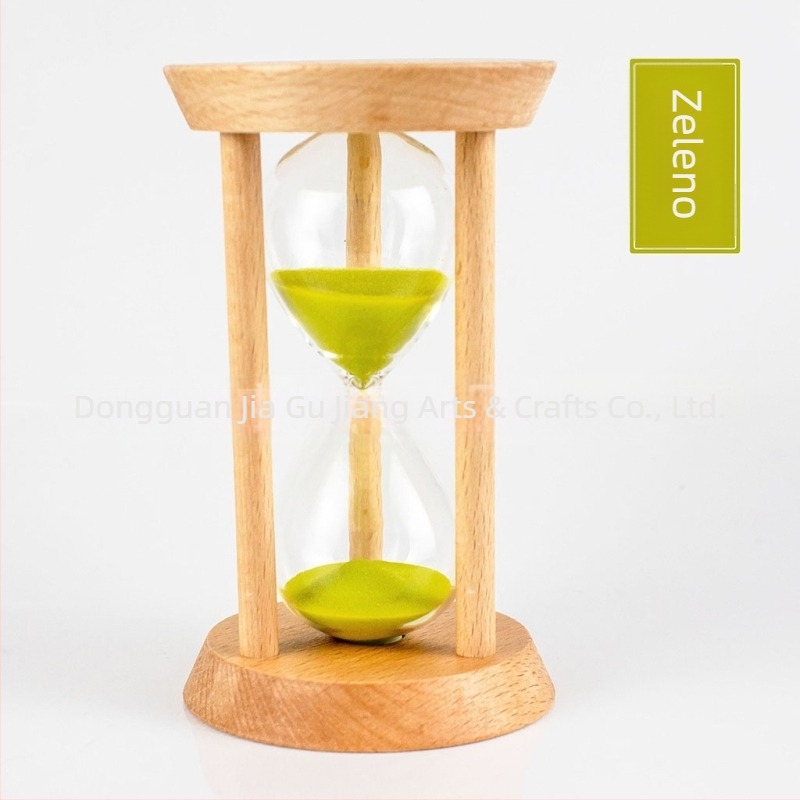 Drveni pješčani štoper s tri kolone, okrugli oblik, bukovo drvo, moderni umjetnički stil, polupriručni, polumehanički stolni ukras