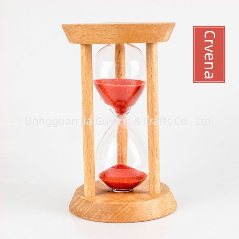 Drveni pješčani štoper s tri kolone, okrugli oblik, bukovo drvo, moderni umjetnički stil, polupriručni, polumehanički stolni ukras