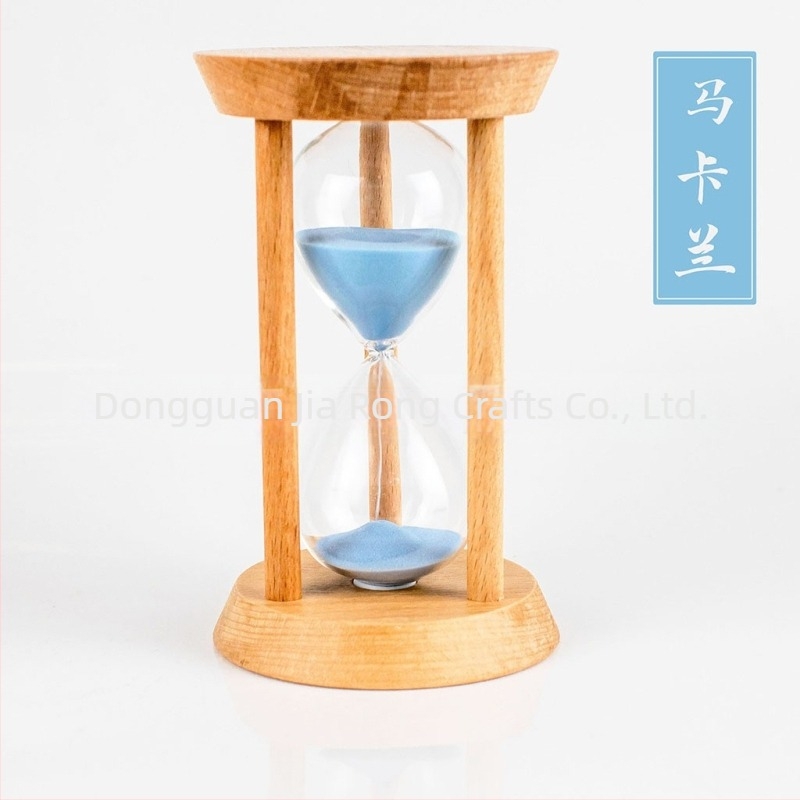 Drveni pješčani štoper s tri kolone, okrugli oblik, bukovo drvo, moderni umjetnički stil, polupriručni, polumehanički stolni ukras