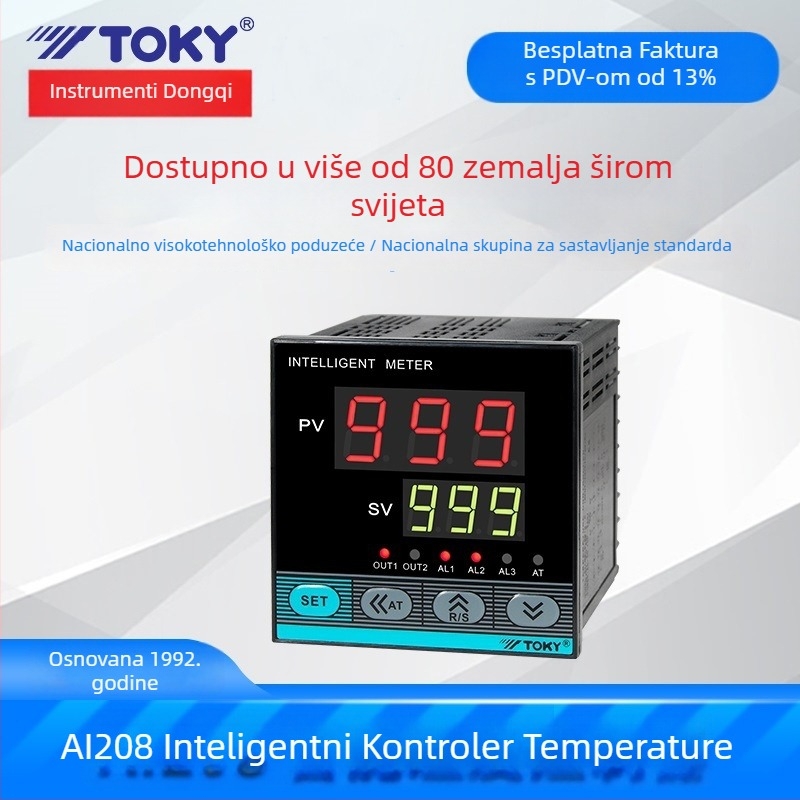 Inteligentni regulator temperature AI208X-4/6/7/9-MB10, raspon temperature -199 do 999, točnost 0,5% F.S. ±3 znamenke, napajanje 100–240 V, montaža otvorenog tipa