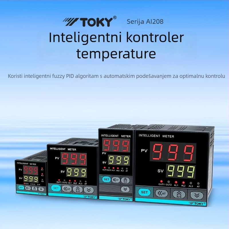 Inteligentni regulator temperature AI208X-4/6/7/9-MB10, raspon temperature -199 do 999, točnost 0,5% F.S. ±3 znamenke, napajanje 100–240 V, montaža otvorenog tipa