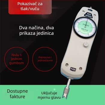 Dinamometar s pokazivačem, tip tlač–vučenje, model NK20N, kapacitet 2 kg, točnost 1%, raspon mjerenja 0-500 N
