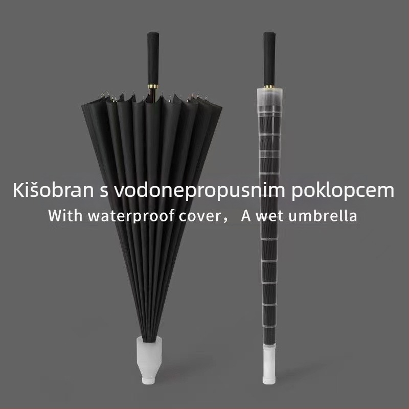 Muški kišobran s 24 rebara, automatsko otvaranje, duga drška u golf stilu, vodootporna tkanina 190t, mogućnost otiska logotipa