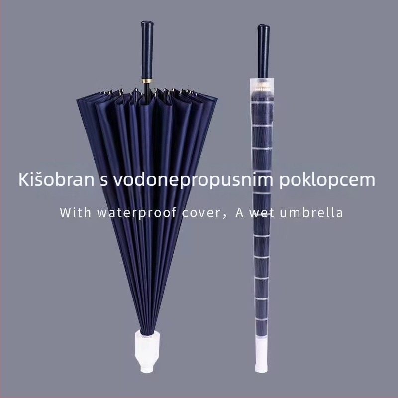 Muški kišobran s 24 rebara, automatsko otvaranje, duga drška u golf stilu, vodootporna tkanina 190t, mogućnost otiska logotipa
