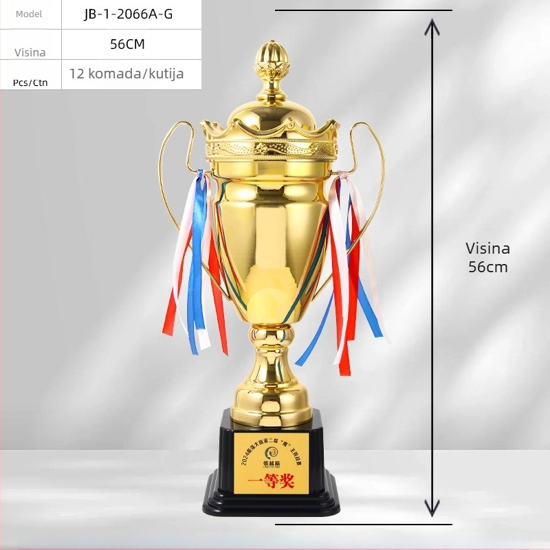 Metalni trofej za sportska natjecanja — prilagodljiva tisk logotipa; neto težina 3 kg; marka Yiwu Golden Cup; pogodan kao poslovni poklon