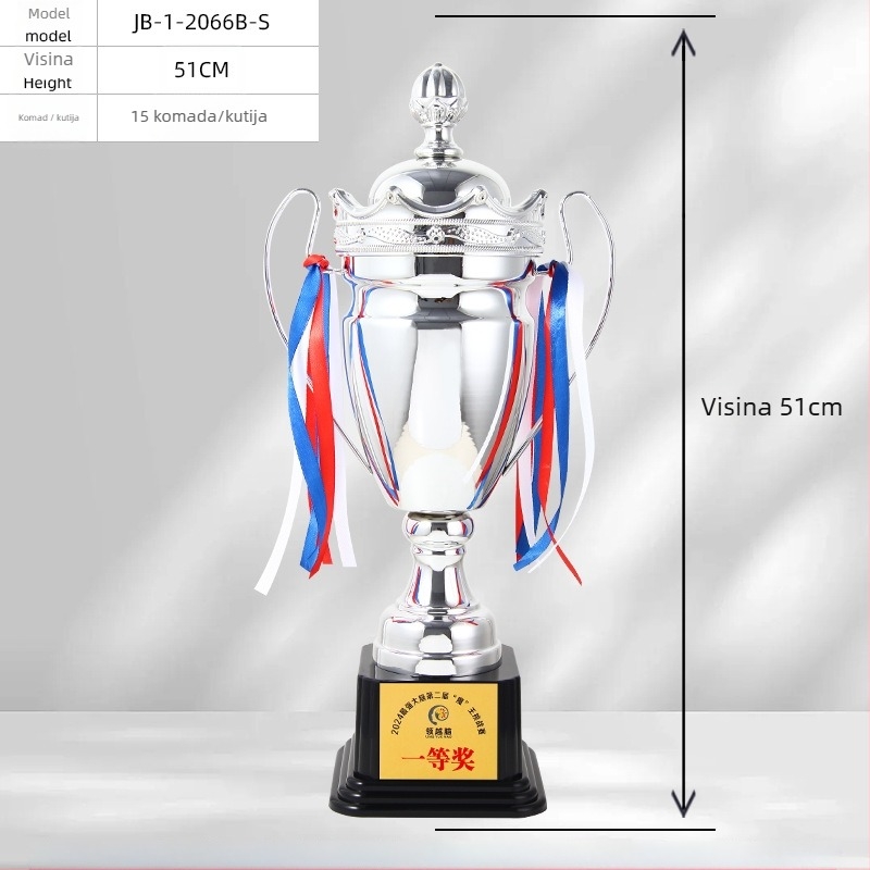 Metalni trofej za sportska natjecanja — prilagodljiva tisk logotipa; neto težina 3 kg; marka Yiwu Golden Cup; pogodan kao poslovni poklon