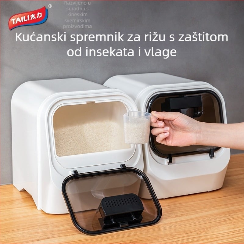 Taili spremnik za rižu za kućnu upotrebu, hrana razred, s brtvom, otporan na vlagu i insekte, PP plastika, pogodan za skladištenje žitarica i hrane za kućne ljubimce