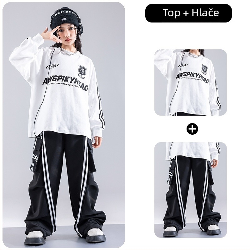 Dječja hip-hop odjeća za ulični ples za vježbanje, djeca 3–8 godina (100–140 cm), zimska kolekcija 2024, mekana obrada tkanine, 80% poliester u smjesi s pamukom