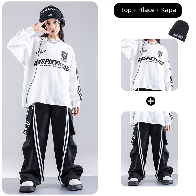 Dječja hip-hop odjeća za ulični ples za vježbanje, djeca 3–8 godina (100–140 cm), zimska kolekcija 2024, mekana obrada tkanine, 80% poliester u smjesi s pamukom