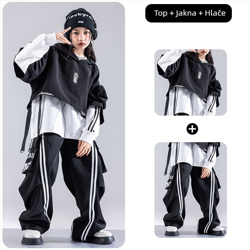 Dječja hip-hop odjeća za ulični ples za vježbanje, djeca 3–8 godina (100–140 cm), zimska kolekcija 2024, mekana obrada tkanine, 80% poliester u smjesi s pamukom