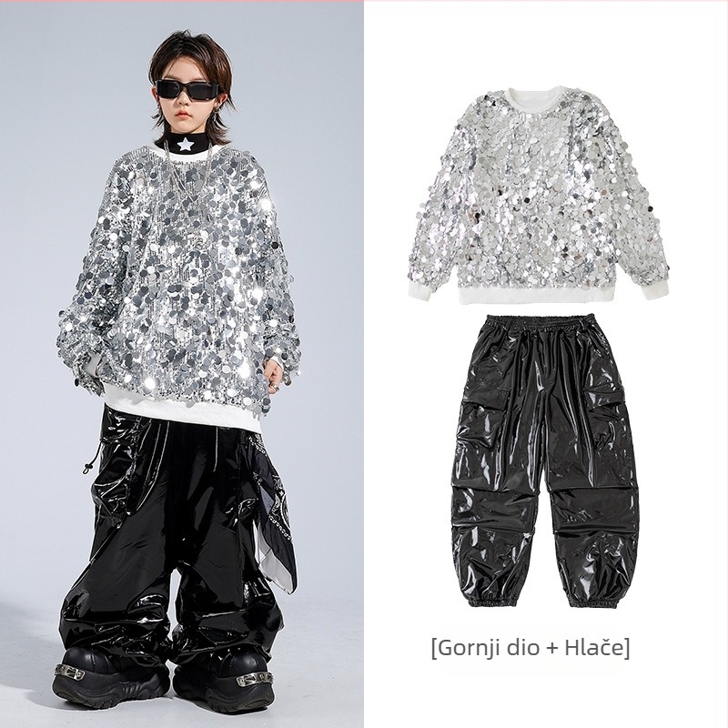 Dječji outfit za ulične plesne nastupe – 100% poliester, trendi cool stil, za djecu stariju od 8 godina, Jesen 2025