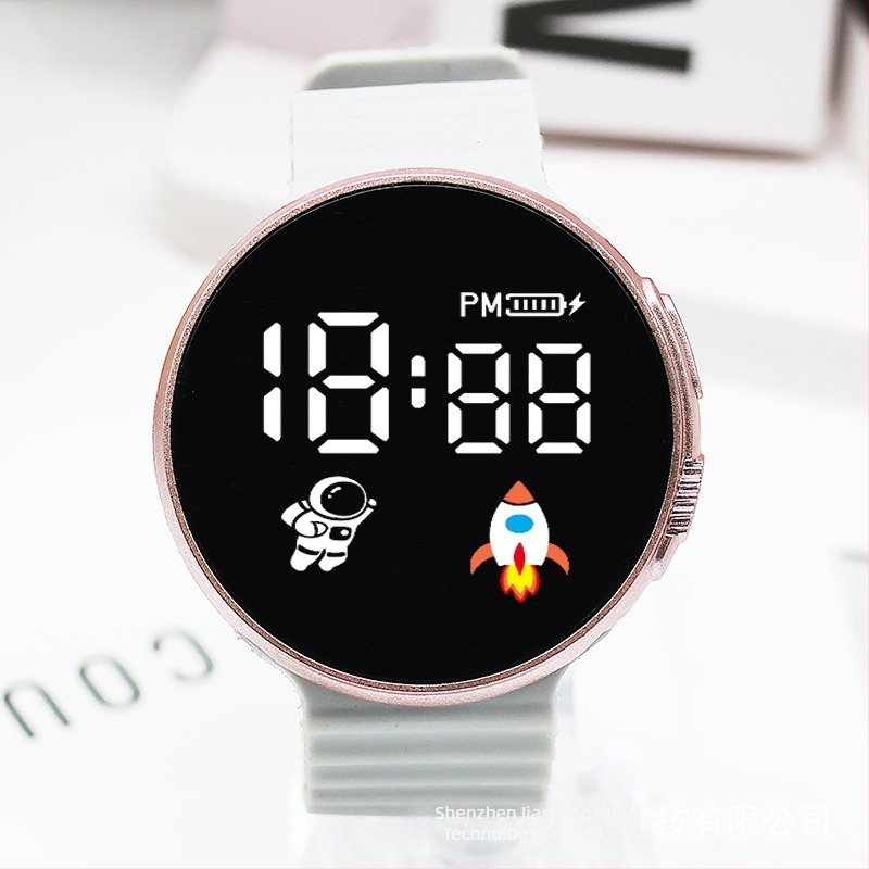 Digitalni sat za učenike i tinejdžere, kružni brojčanik, plastično kućište, plastična narukvica, elektronički mehanizam