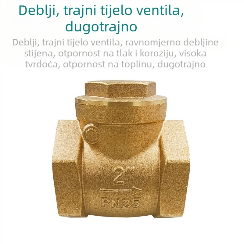 Mosazni provjerni ventil, horizontalna ugradnja, za vodovod