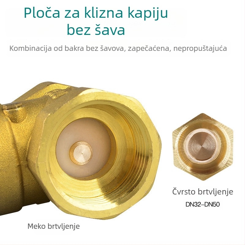 Mosazni provjerni ventil, horizontalna ugradnja, za vodovod