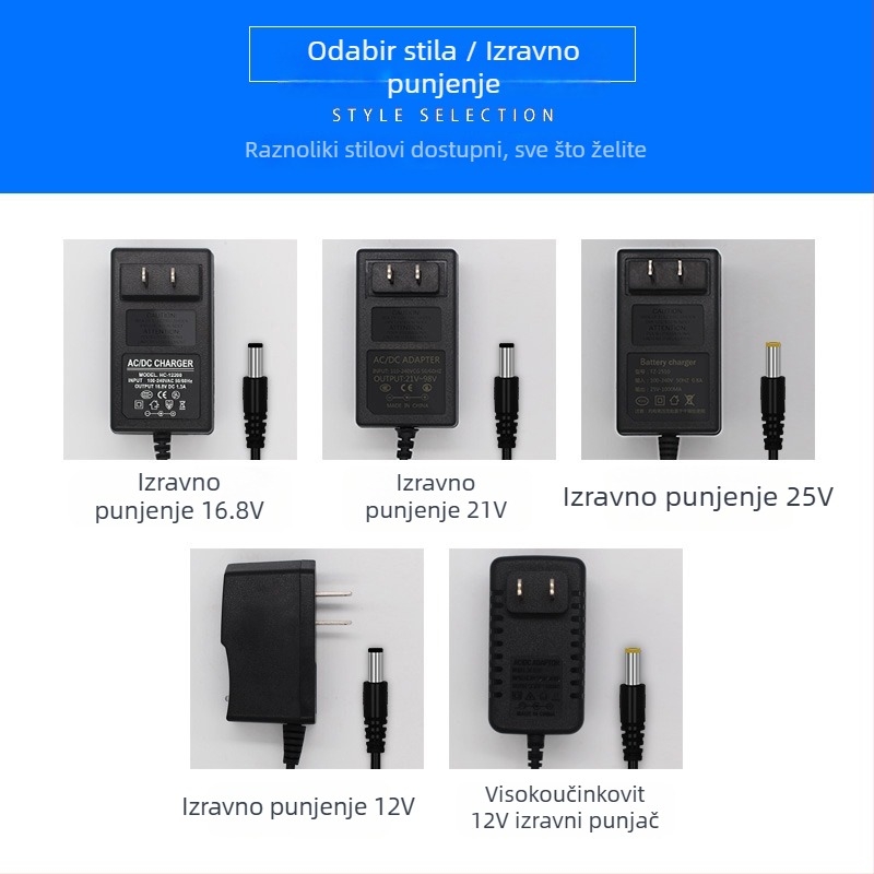 Di Drill punjač litijske baterije za ručne bušilice — kompatibilan s 12V, 16,8V, 21V i 25V