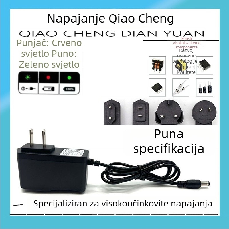 Punjač za 18650 litijsku bateriju, ulaz AC110-240V, izlaz DC12.6V1A, serija 18650