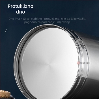 Kanta od nehrđajućeg čelika s čvrstim poklopcem, okrugla, kapacitet 5 L ili više