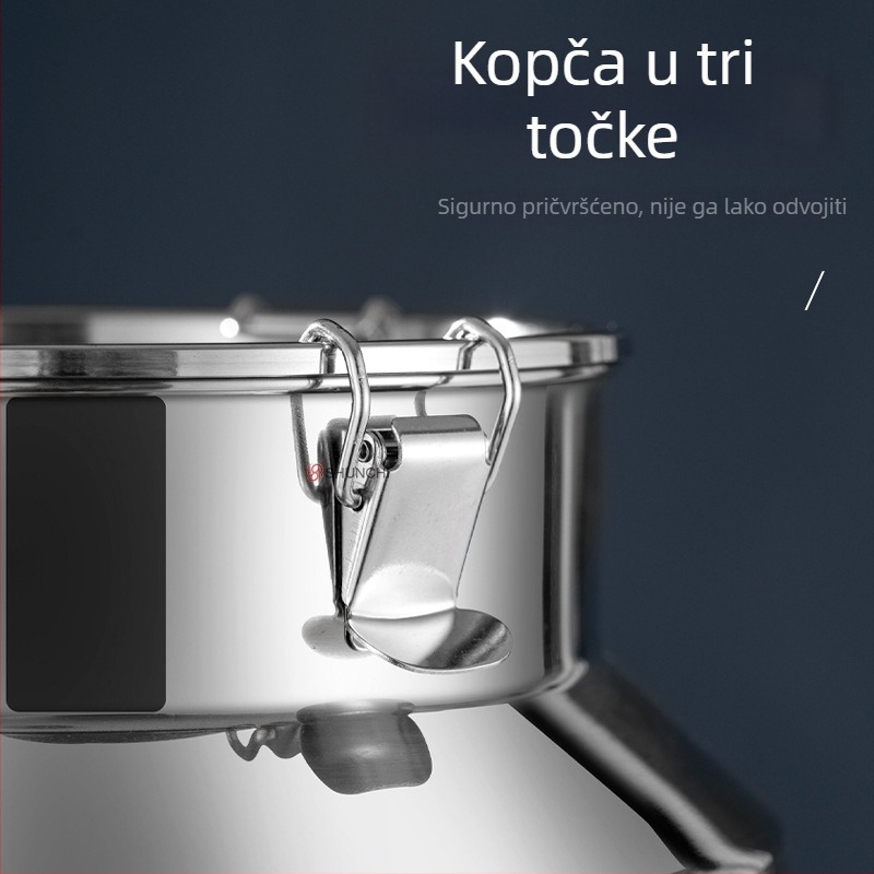 Kanta od nehrđajućeg čelika s čvrstim poklopcem, okrugla, kapacitet 5 L ili više