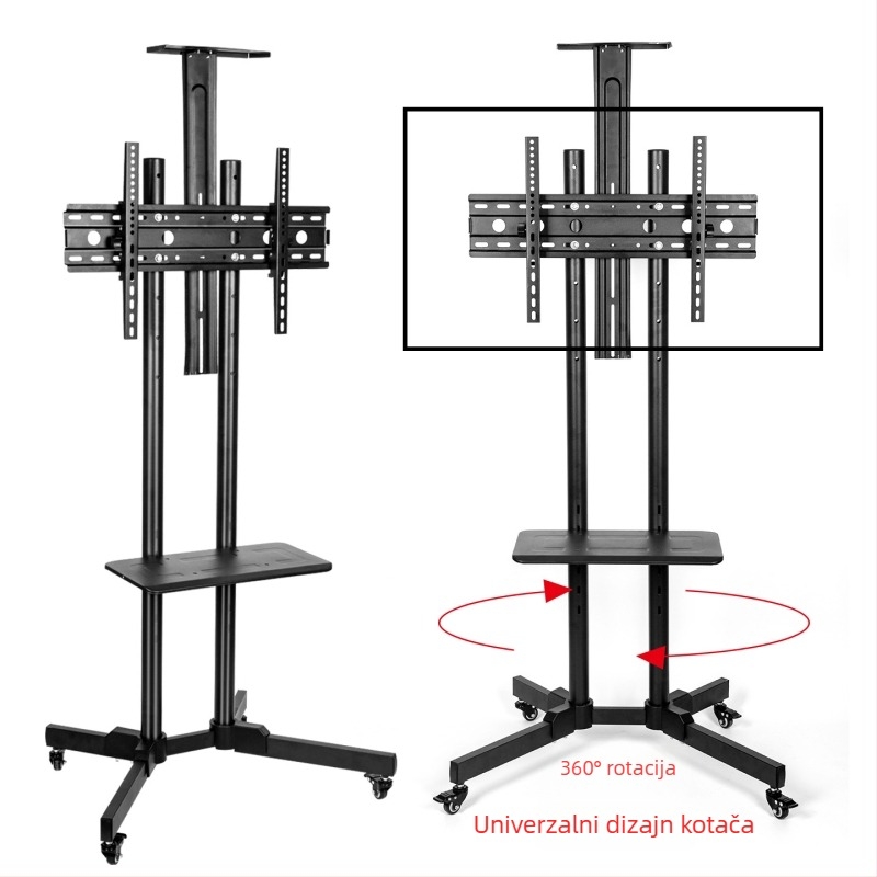 Stalak za televizor na podu s uklonjivim kolima, metalni, model ST-05, težina 11–35 kg, za komercijalne zaslone