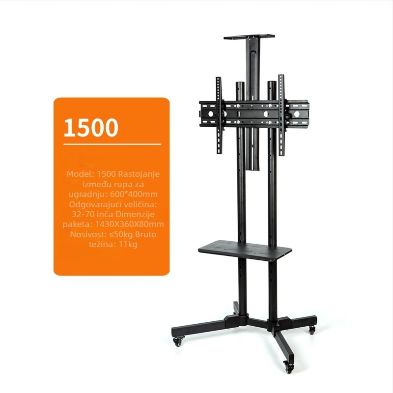 Stalak za televizor na podu s uklonjivim kolima, metalni, model ST-05, težina 11–35 kg, za komercijalne zaslone