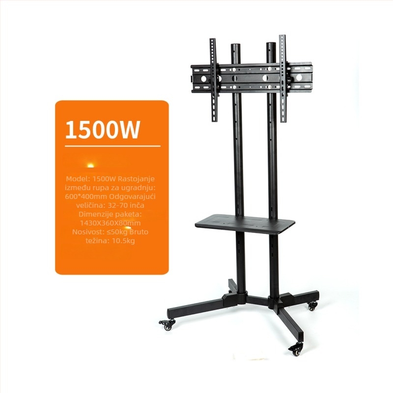 Stalak za televizor na podu s uklonjivim kolima, metalni, model ST-05, težina 11–35 kg, za komercijalne zaslone