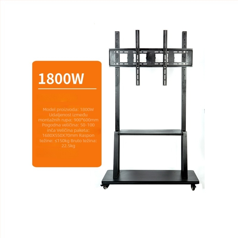 Stalak za televizor na podu s uklonjivim kolima, metalni, model ST-05, težina 11–35 kg, za komercijalne zaslone