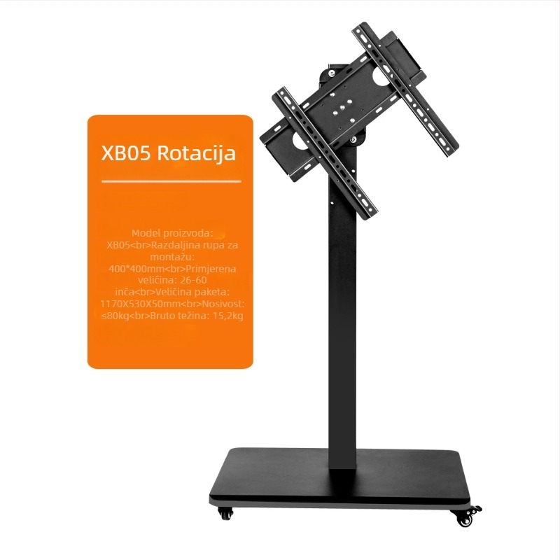 Stalak za televizor na podu s uklonjivim kolima, metalni, model ST-05, težina 11–35 kg, za komercijalne zaslone