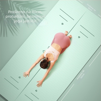 TPE joga prostirka s blagim defektima, produžena i široka za početnike u plesno-fitness programu, zvučno izolirana podloga — Materijal: TPE; Debljina: 8 mm; Kategorija: Joga prostirka; Vodič za asane