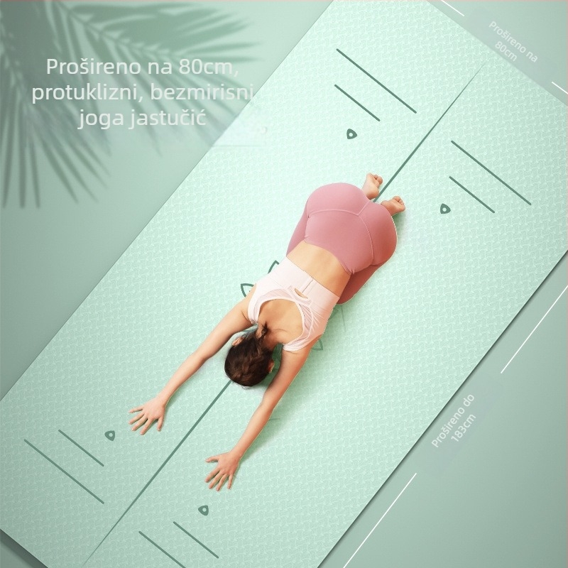 TPE joga prostirka s blagim defektima, produžena i široka za početnike u plesno-fitness programu, zvučno izolirana podloga — Materijal: TPE; Debljina: 8 mm; Kategorija: Joga prostirka; Vodič za asane