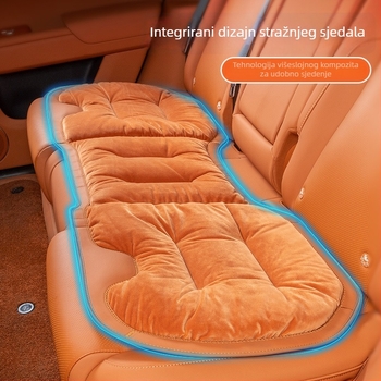 Premium flanelni zimski plišani jastuk za auto sjedalo — integrirano stražnje naslonsko, naslon na jedan komad, sedmerodijelni set