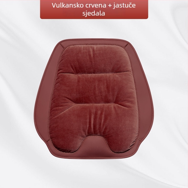 Premium flanelni zimski plišani jastuk za auto sjedalo — integrirano stražnje naslonsko, naslon na jedan komad, sedmerodijelni set