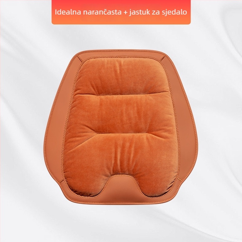 Premium flanelni zimski plišani jastuk za auto sjedalo — integrirano stražnje naslonsko, naslon na jedan komad, sedmerodijelni set