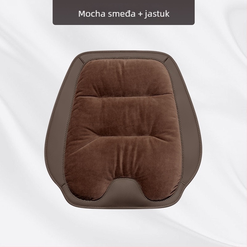 Premium flanelni zimski plišani jastuk za auto sjedalo — integrirano stražnje naslonsko, naslon na jedan komad, sedmerodijelni set