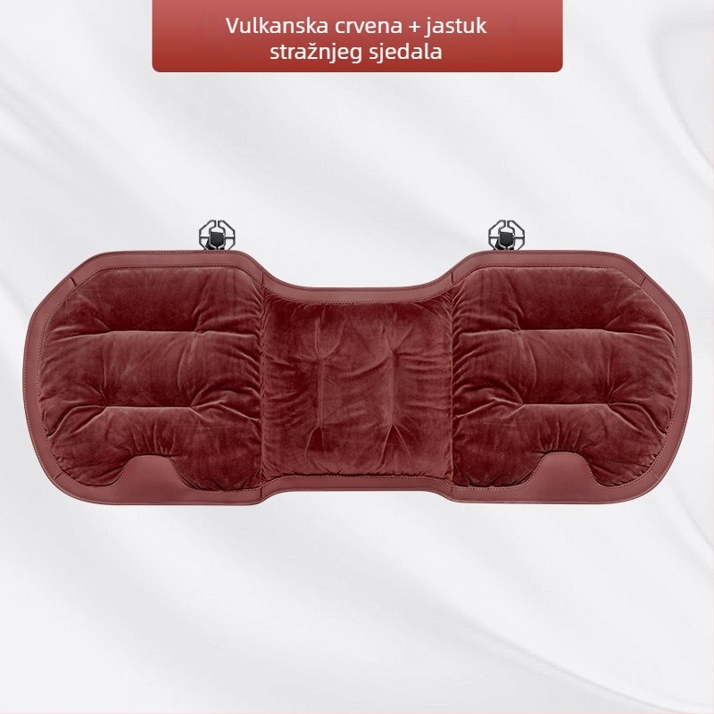 Premium flanelni zimski plišani jastuk za auto sjedalo — integrirano stražnje naslonsko, naslon na jedan komad, sedmerodijelni set