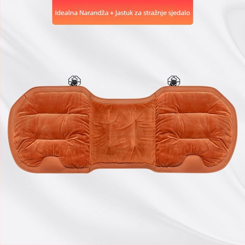 Premium flanelni zimski plišani jastuk za auto sjedalo — integrirano stražnje naslonsko, naslon na jedan komad, sedmerodijelni set