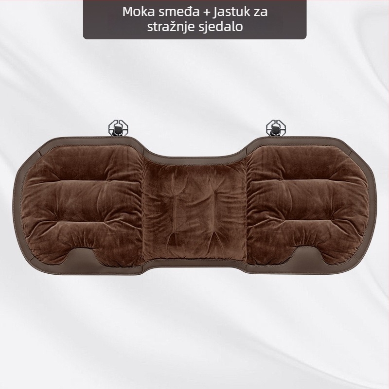 Premium flanelni zimski plišani jastuk za auto sjedalo — integrirano stražnje naslonsko, naslon na jedan komad, sedmerodijelni set